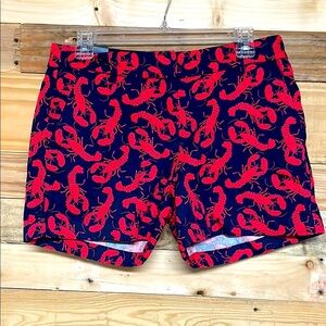 J. Crew size 6 Blue and Red Lobster Print Chino 5” Inseam Shorts with Pockets